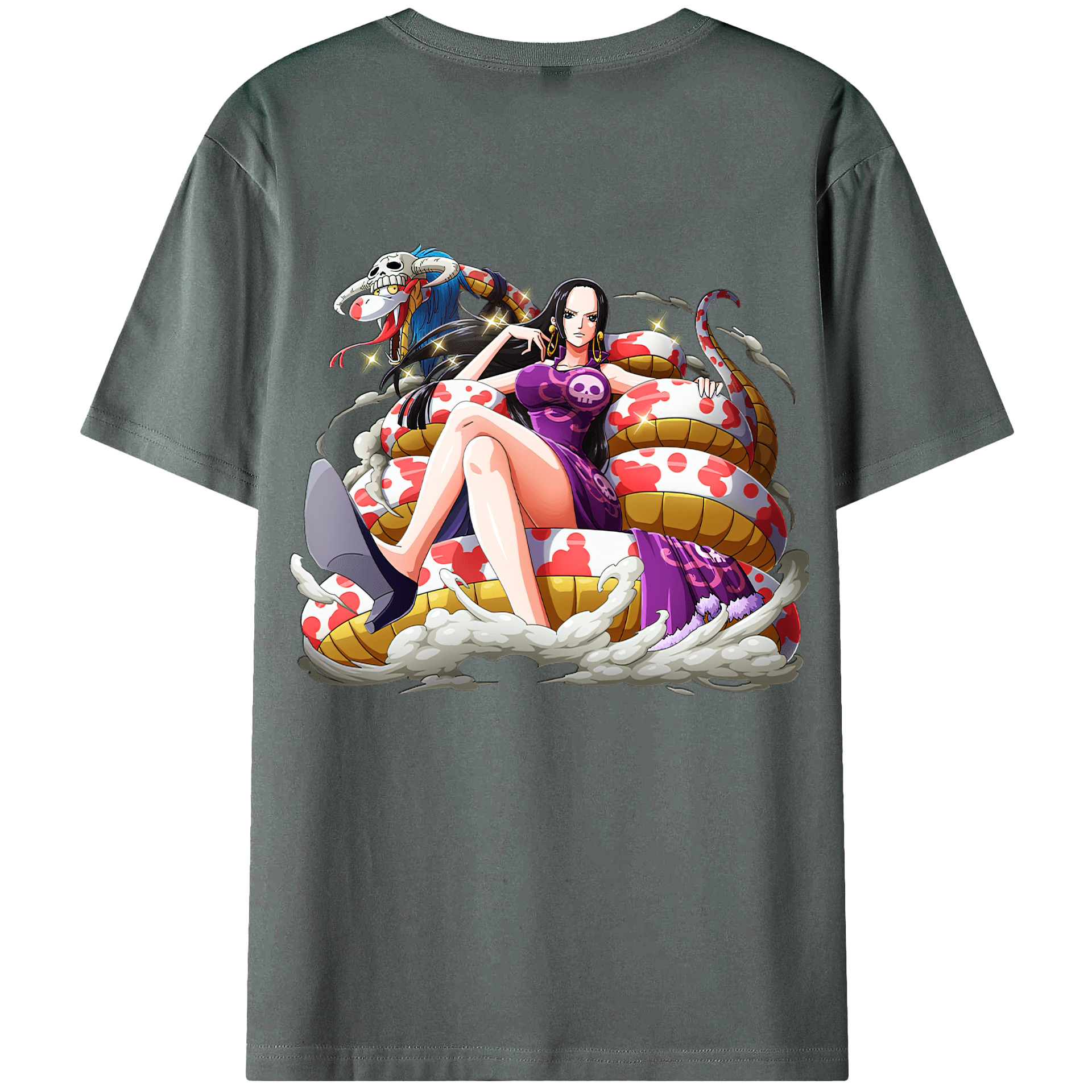 ワンピース ボア・ハンコック ONE PIECE Boa·Hancock 綿100％ メンズ半袖Tシャツ（バックプリント） 通気性